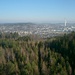 Eschenberg (591m): Aussicht vom Turm nach Norden auf Winterthur (439m).