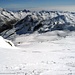 Blick auf den Feegletscher mit Skigebiet Saas Fee.