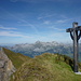 Gipfelkreuz Rosswies, hinten Alpstein, links Sichli