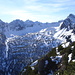 Blick zur Hornbachkette und zur Stallkar; im Vordergrund das gut eingeschneite Hornbachkar