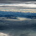 kurz nach dem Start von Zürich, Blick auf die verschneiten Alpen