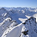 der schöne Blick nach Westen zu den Ötztaler Alpen; ganz links die Wildspitze; rechts die Rofelewand und der Gsallkopf