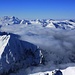Pizol (2844,0m) - Gipfelpanorama über dem Hochnebel.<br /><br />Gegenüber ist die Pyramide vom Hüenerspitz (2367m), am Horizont das Glärnsichmassiv.