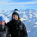 Gipfelfoto umrahmt von Engadiner Prominenz (ja, es war wirklich so kalt!)