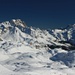 Hohe Gaißl und Cristallo, ganz klein unten das Rifugio Munt de Sennes