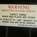 The shooting range signpost reminds you to keep to the track in case of live firing