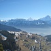 beachtlich auch der Blick etwas westwärts, über Waldegg zum Schwarz-, Faul- und Schreckhorn; rechts EM