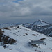 Blick vom Diedamskopf zum Hohen Ifen. Nicht viel Schnee an der Bergstation!