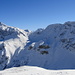 Blick auf Weisshorn und Plattenhorn mit der Variantenabfahrt aus dem Skigebiet Arosa