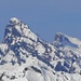 Herangezoomt. Schöne Gipfel im Falknisgebiet. Glegghorn (vorne) und Schwarzhorn (hinten)
