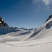 im Aufstieg am Gipfelhang, Fuorcla Grevasalva, erster Durchblick ins Engadin