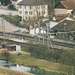 Bahnhof von Boncourt von der Burg Milandre aus gesehen.