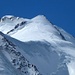 Das Aletschhorn im Super-Zoom - gut zu erkennen die Blankeiswand am Vorgipfel, im Hintergrund der Hauptgipfel