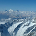 Panorama mit den grossen 3 M, Monterosa, Matterhorn und Montblanc. Hat man alle drei gibt's extra Cumuluspunkte...