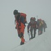 Auf dem Gipfel des Castor 4223m, im dichten Nebel