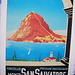 Historisches Plakat auf dem Gipfel des San Salvatore. Eines von 25 alten Plakaten von Seilbahnen in der ganzen Schweiz