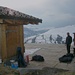 Unser Biwakplatz bei einem Gästehaus oberhalb der Station Eigergletscher (2320m).