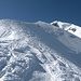 In der Abfahrt hier oberhalb vom Pic Wilson 3266m mussten die Skis kurz abgschnallt werden, wegen wenig Schnee auf dem Eis. 
