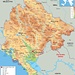 Lage vom Zla Kolata / Kolata e Keq (2534m) in Montenegro. Der Landeshöhepunkt liegt auf der Grenze zu Albanien. Rot eingekreist sind meine besuchten Orte in Montenegro.