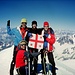 Gipfelfoto Kazbek (5046m) Makho, Leri, Philipp und Markus, John macht das Bild...