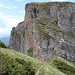 Entlang des Dalfazer Kamms (Dalfazer Wände) zur Rotspitze - Blick auf den steilen, exponierten Auftstieg zum Dalfazer Roßkopf (Gelbe Wand).