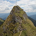 Abstieg von der Rotspitze zum Durrakreuz - Rückblick zur Rotspitze nach erfolgter Besteigung.