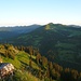 Das Riedberger Horn und das breite Band der Grasgehrenstraße vom Beslergipfel