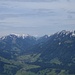 Blick vom Hörnle-Gipfel nach Westen auf die Nagelfluhkette - im Hintergrund der Säntis