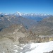 Nach erreichen des Passübergangs nun der Blick zur anderen Seite (italienisch-französische Grenzregion) mit der Mont-Blanc-Gruppe