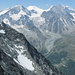Blick ins Tal von Arolla mit Pigne d'Arolla, Mont Blanc de Cheilon etc