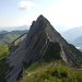 Rückblick auf den wunderbaren SW-Grat des Brünnelistock, den man im Abstieg begeht. Klassisches Alpinwandergelände.