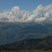 Weitsicht über das Rhonetal: über Rosswald - zur Riederalp - in den Wolken das Sparrhorn, Fusshörner, Geisshorn und andere Gipfel...