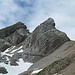 Girenspitz mit Vorgipfel. Es hat neuerdings am Vorgipfel einige Kletterrouten (siehe Kletterführer Alpstein, Ausgabe 2011).
