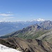 tief unten das Rhonetal, weit oben - und weit entfernt - grüsst der Mont Blanc