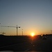 Sonnenaufgang auf der Autobahn hinter Basel