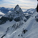 Matterhorn 4478m vom NW-Grat des Dent d´Hérens.<br />Davor die Nordwand des Dent d´Hérens