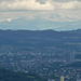 Blick vom Irchelturm nach Winterthur, dahinter der Säntis