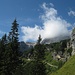 Richtung Hochalm, Alpspitze in Wolken