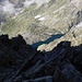 Lago Nero e, in basso a sinistra, il canalino dove abbiamo trovato ghiaccio.