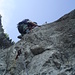 Angelika kurz oberhalb des Einstiegs des Seeben Klettersteiges.