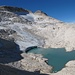 Blick auf Fradusta, ihr Gletscherchen und den kleinen Gletschersee.