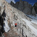 Im Aufstieg zwischen Trail Camp und Trail Crest (in den "Switchbacks") - Hier im kurzen mit Geländer gesicherten Abschnitt.