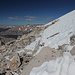 Im Aufstieg zwischen Trail Crest und Gipfel Mount Whitney - Hier kurz vor Querung des Schneefelds südwestlich des Gipfels.