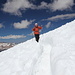 Im Abstieg zwischen Gipfel Mount Whitney und Trail Crest - Während der Querung des Schneefelds südwestlich des Gipfels.