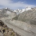 die Runde vom Schin- zum Aletschhorn hinter dem "geschlängelten", schwindenden Oberaletschgletscher