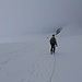 auf dem Col du Midi, dem grossen Gletscher-Plateau (noch kurze Zeit im Nebel)