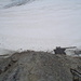 Blick aus der Mitte des Klettersteiges auf den darunter liegenden Gletscher.
