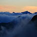 Abendstimmung auf der Hochfeilerhütte: die Stubaier Alpen überm Wolkenmeer