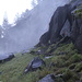 Im Aufstieg auf dem Mist Trail am Vernal Fall - Der "Mist" (Nebel, Gischt) sorgt für eine ungewollte Dusche während des Aufstiegs über die Steinstufen.