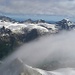 Interessante Nebelformationen vor der Blümlisalp, dem Gspaltenhorn und dem Lauterbrunner Breithorn